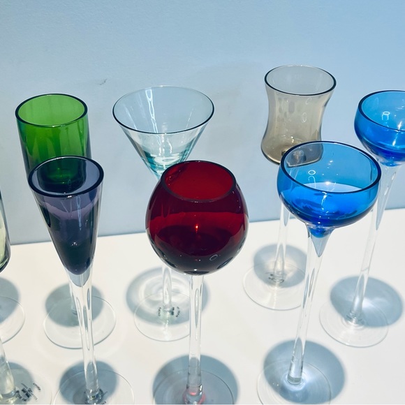 9 Mini Long Stem Glasses Set Multicolore - Picture 5 of 9